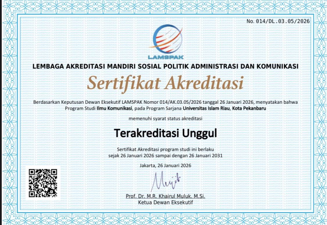 Fikom UIR sukses meraih Akreditasi UNGGUL dari LAMSPAK (foto/ist)