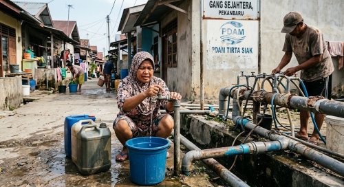 Pelanggan keluhkan Air Tirta Siak Pekanbaru tak mengalir.(ilustrasi/AI/halloriau.com)