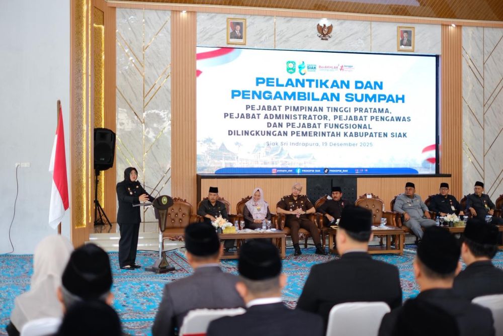 71 pejabat dilantik, Bupati Siak lakukan perombakan perdana (foto/MCR)