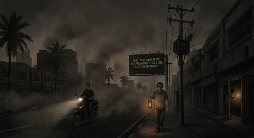 PLN padamkan listrik saat Pekanbaru diselimuti kabut asap.(ilustrasi/gemini AI/halloriau.com)