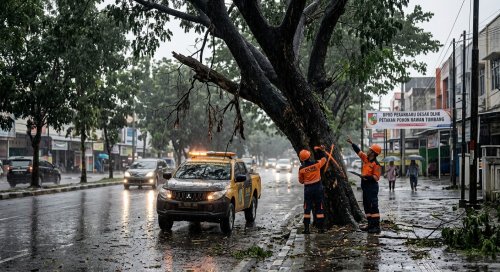 DPRD Pekanbaru minta DLHK petakan pohon rawan tumbang.(ilustrasi/AI/halloriau.com)