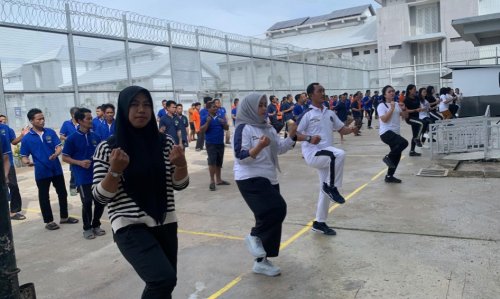 Senam pagi warnai Sabtu sehat di Lapas Bagansiapiapi, Rohil (foto/Afrizal)