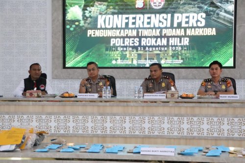 Polres Rohil berhasil mengungkap 48 kasus tindak pidana narkoba dengan total 66 tersangka yang diamankan (foto/afrizal)