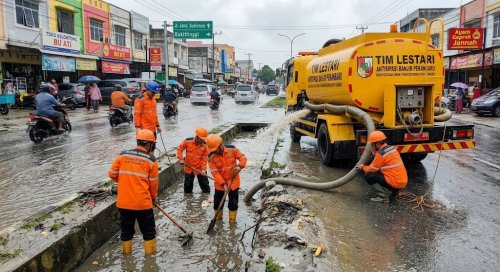 Pemko Pekanbaru prioritaskan saluran air bermasalah.(ilustrasi/gemini AI/halloriau.com)