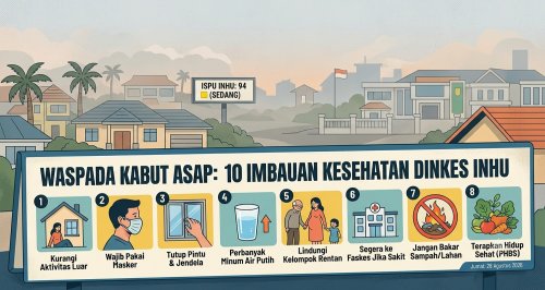 Imbauan Dinkes Inhu terkait kabut asap.(ilustrasi/AI/halloriau.com)