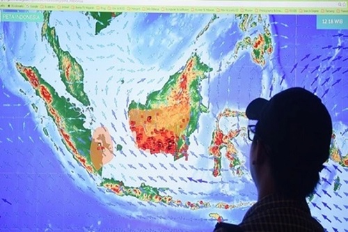Sebaran titik panas di Riau hari ini.(ilustrasi/int)