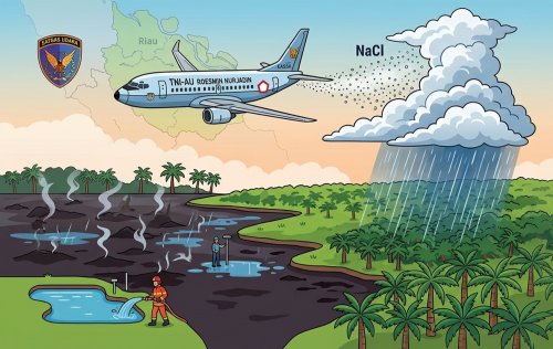 Operasi modifikasi cuaca.(ilustrasi/AI/halloriau.com)
