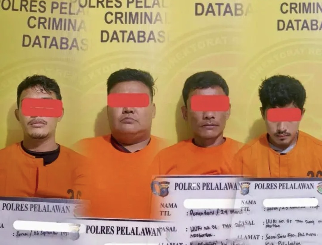 Tim Opsnal Polres Pelalawan tangkap empat pengedar sabu (foto/klikmx)