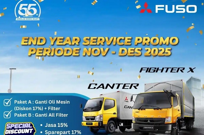PT Dipo Internasional Pahala Otomotif Riau, Authorized Dealer Mitsubishi FUSO, meluncurkan End Year Service Promo 2025 untuk pemilik Canter dan Fighter X. 