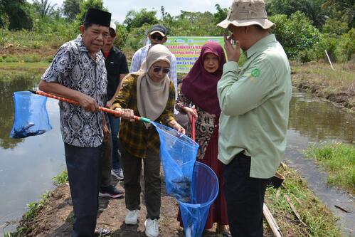 PT Arara Abadi dan masyarakat Suku Sakai di Kesumbo Ampai, Bengkalis, menggelar panen raya ikan baung. (Foto: Istimewa)