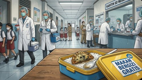 Ratusan siswa SD di kawasan Cakung dilaporkan mengalami gejala mual dan pusing setelah mengonsumsi makanan (ilustrasi/AI)
