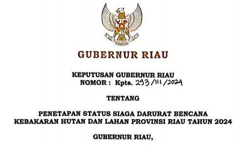 Penetapan Status Siaga Darurat Karhutla di Riau.(foto: sri/halloriau.com)