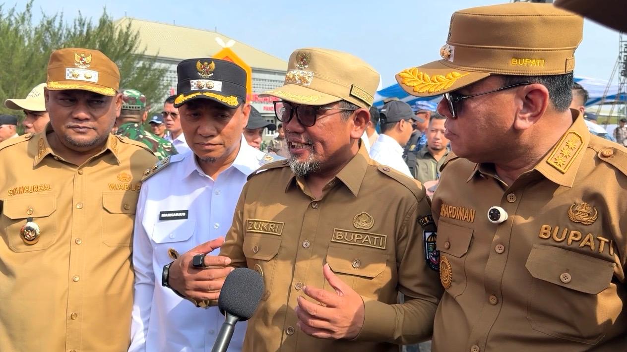 Bupati Pelalawan, Zukri ikuti Apel Kesiapsiagaan Penanganan Karhutla Nasional 2026 di Pekanbaru (foto/Andy)