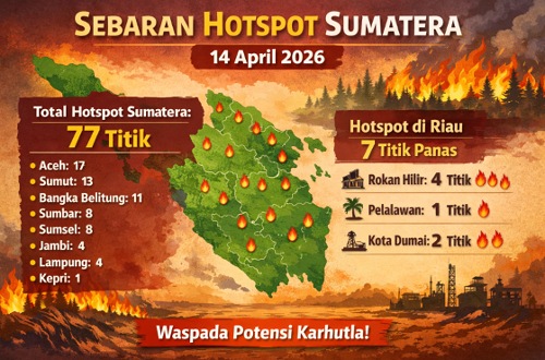 Sebaran titik panas di Riau hari ini.(infografis/AI)