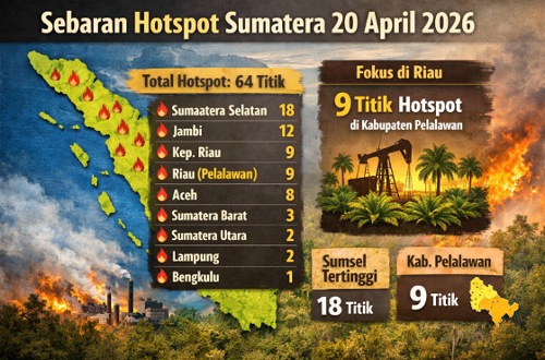 Sebaran titik panas di Riau hari ini.(infografis/AI)