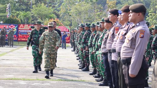 Bupati Pelalawan, Zukri saat membuka TMMD ke-129 di Pelalawan.(foto: andi/halloriau.com)