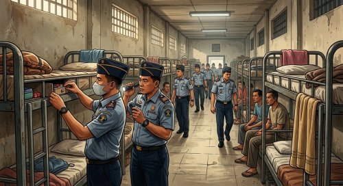 Lapas Bagansiapiapi cek kamar warga binaan.(ilustrasi/AI/halloriau.com)