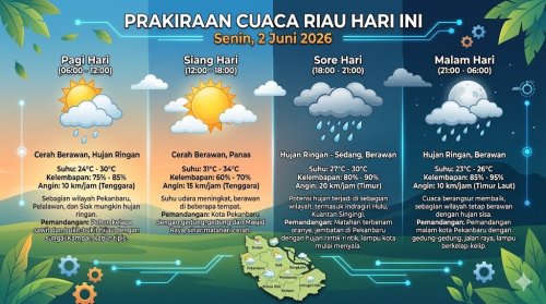 Prakiraan cuaca di Riau hari ini.(infografis/halloriau.com)