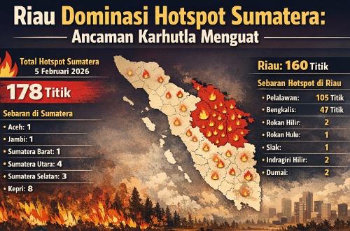 Sebaran titik panas di Riau.(infografis/AI)