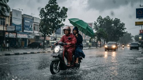 Hujan diprediksi guyur Riau sepanjang hari ini.(ilustrasi/AI/halloriau.com)