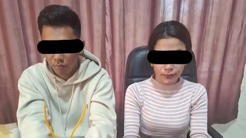 Sepasang muda-mudi diamankan saat pesta narkoba di Kuansing.(foto: tribunpekanbaru.com)