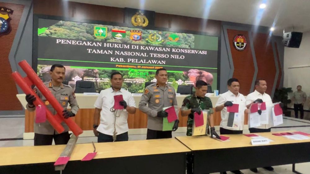 Polda Riau ungkap kasus perusakan Satgas hingga perambahan lahan TNTN (foto/ist)