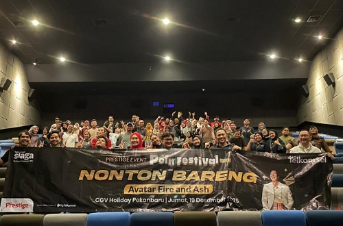 Kegiatan Nobar Prestige Telkomsel di Pekanbaru.(foto: tata/halloriau.com)