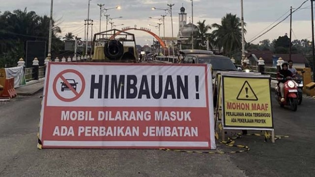 PUPR Rohul perpanjang penutupan Jembatan Batang Lubuh I, Pasirpengaraian (foto/riaupos)
