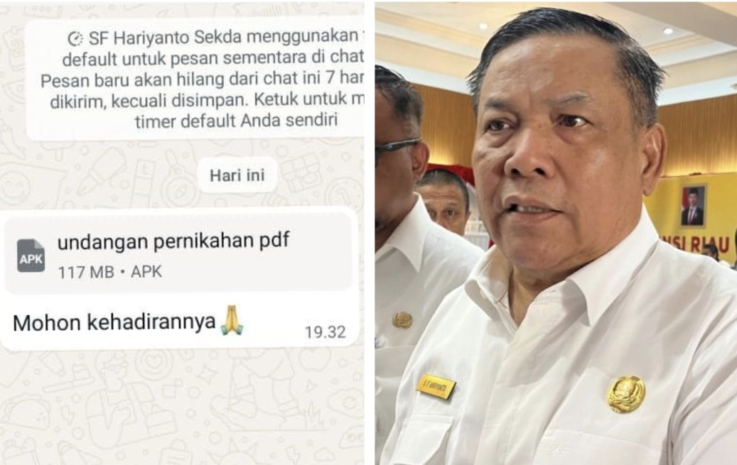 WA pribadi SF Hariyanto, Plt Gubernur Riau diretas (foto/ist)