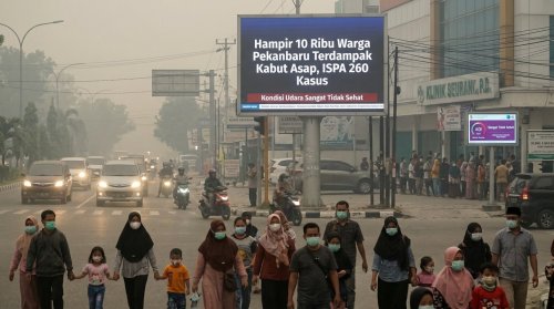 Kabut asap di Pekanbaru memprihatinkan.(ilustrasi/AI/halloriau.com)