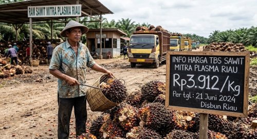 Harga TBS sawit mitra plasma di Riau pekan ini turun.(ilustrasi/AI/halloriau.com)