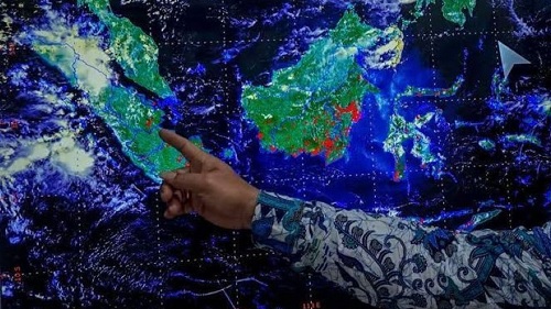 Sebaran titik panas di Riau.(ilustrasi/int)