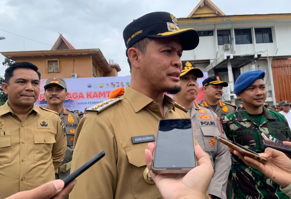 Walikota Pekanbaru, Agung Nugroho usai Apel Siaga Kamtibmas di lapangan MPP (foto/Dini)