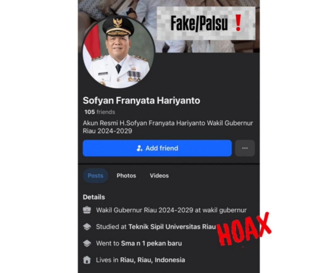 Waspada ada akun Facebook palsu mengatasnamakan Wagub SF Hariyanto (foto/ist)
