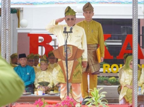 Bupati H. Bistamam pimpin upacara HUT Rohil ke-27 (foto/afrizal)