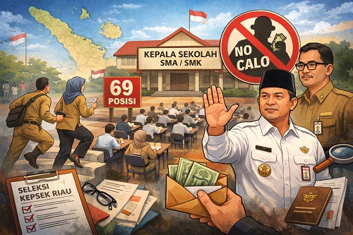 Ribuan guru berebut kursi 69 Kepsek SMA/SMK negeri di Riau.(ilustrasi/AI)