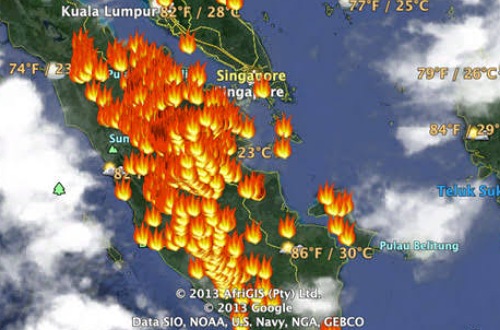 Sebaran titik panas di Riau.(ilustrasi/int)