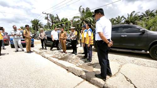 Jalur Lintas Timur Pelalawan rusak parah.(foto: mcr)