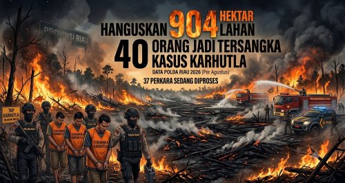 Ratusan hektare lahan di Riau terbakar.(ilustrasi/AI/halloriau.com)