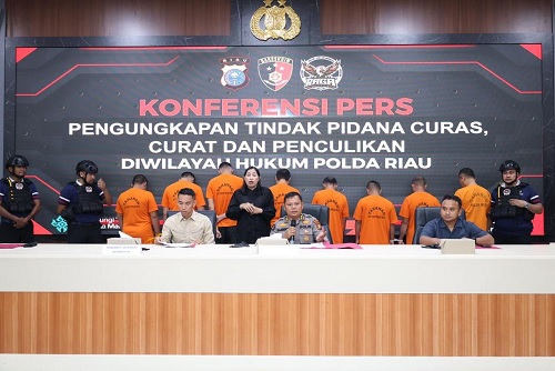 Polda Riau ungkap 3 kasus kriminal besar di Riau.(foto: mcr)