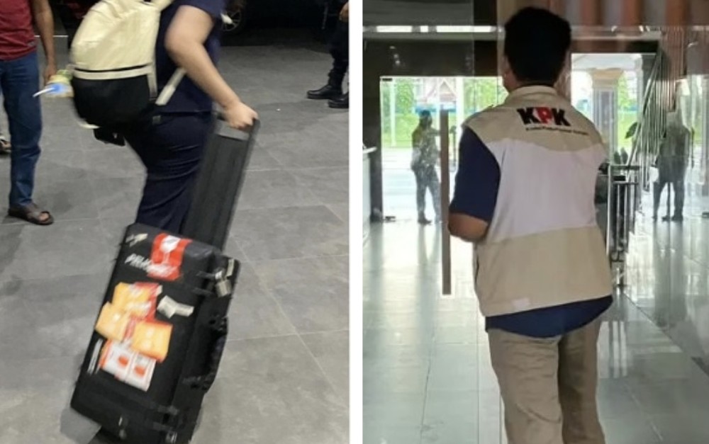 KPK bawa koper usai menggeledah di Kantor Bupati Indragiri Hulu (foto/int)