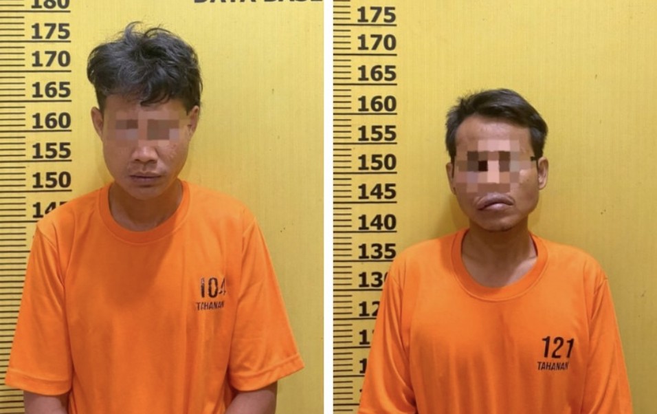 Dua tersangka pencurian di rumah warga diamankan Polres Pelalawan (foto/Andy)