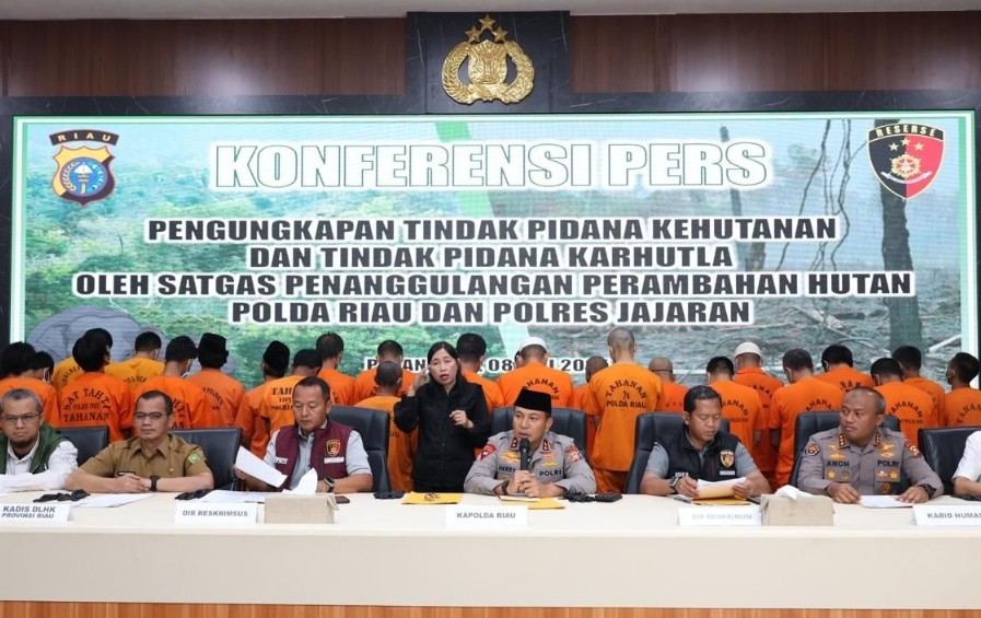 Satgas PPH Polda Riau tangkap 46 tersangka kejahatan lingkungan, 2.225 Ha hutan rusak (foto/rripku)