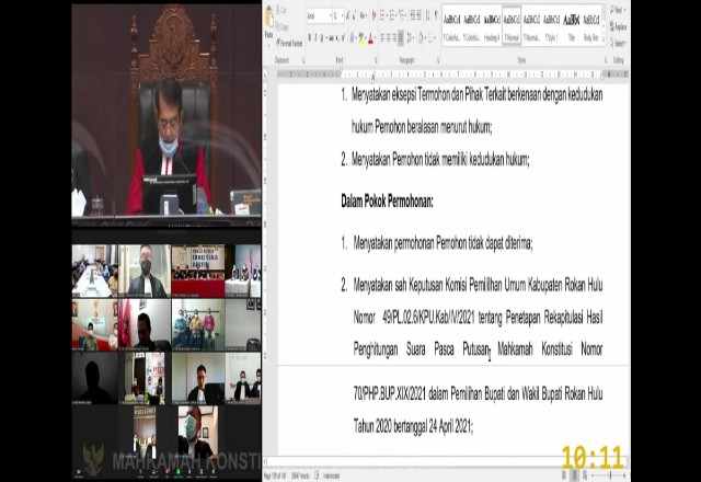 Sidang putusan MK terhadap Pilkada Rohul.