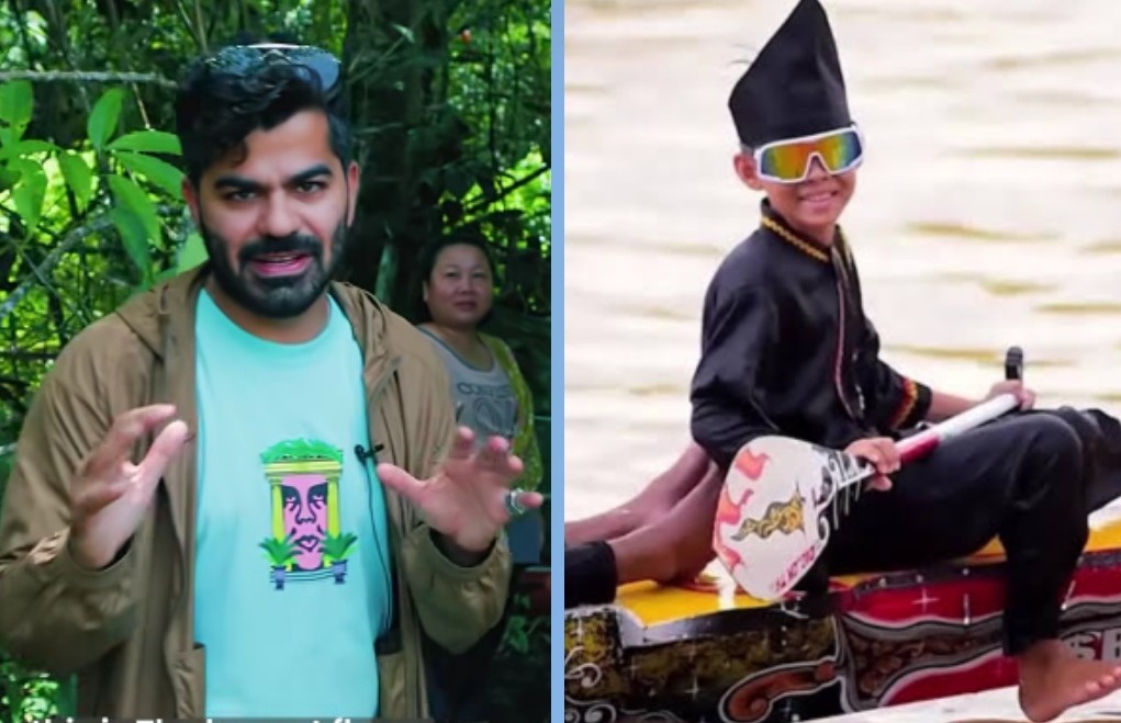 Youtube Joe Hattab (kiri) temui Dhika Aura Farming, eksplor Pacu Jalur Kuansing, Riau (foto/int)