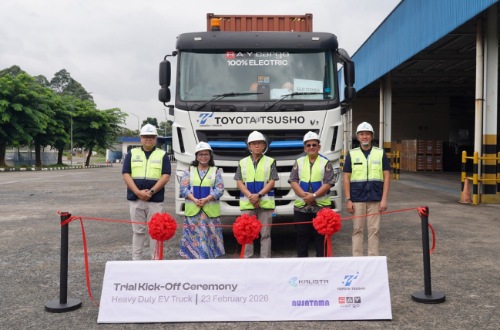 Seremoni Uji Coba Heavy Duty EV Truck Toyota Tsusho Indonesia pada tanggal 23 Februari 2026.(foto: istimewa)