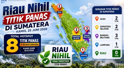 Sebaran titik panas di Sumatera sore ini.(infografis/halloriau.com)