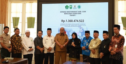 Pemkab Siak salurkan bantuan Rp1,3 miliar untuk korban bencana di Sumatera.(foto:mcr)