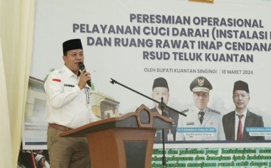 Bupati Kuansing, Suhardiman Amby resmikan layanan cuci darah di RSUD Teluk Kuantan (foto/ultra)