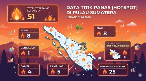 Sebaran titik panas di Sumatera dan Riau sore ini.(infografis/halloriau.com)